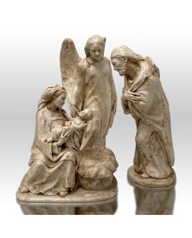 Nacimiento con La virgen, el niño, San José y un Ángel en Alabastro Nacimiento con La virgen, el niño, San José y un Ángel en Alabastro